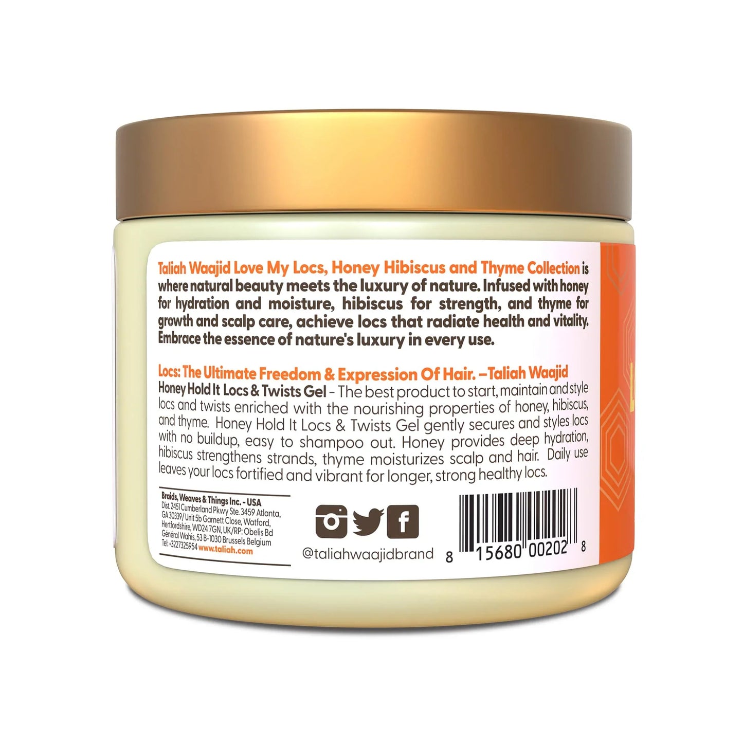 Taliah Waajid Honey Love My Locs Honey Hold It Locs & Twists Gel Strong, Flake-Free Hold for Locs & Twists 16 oz
