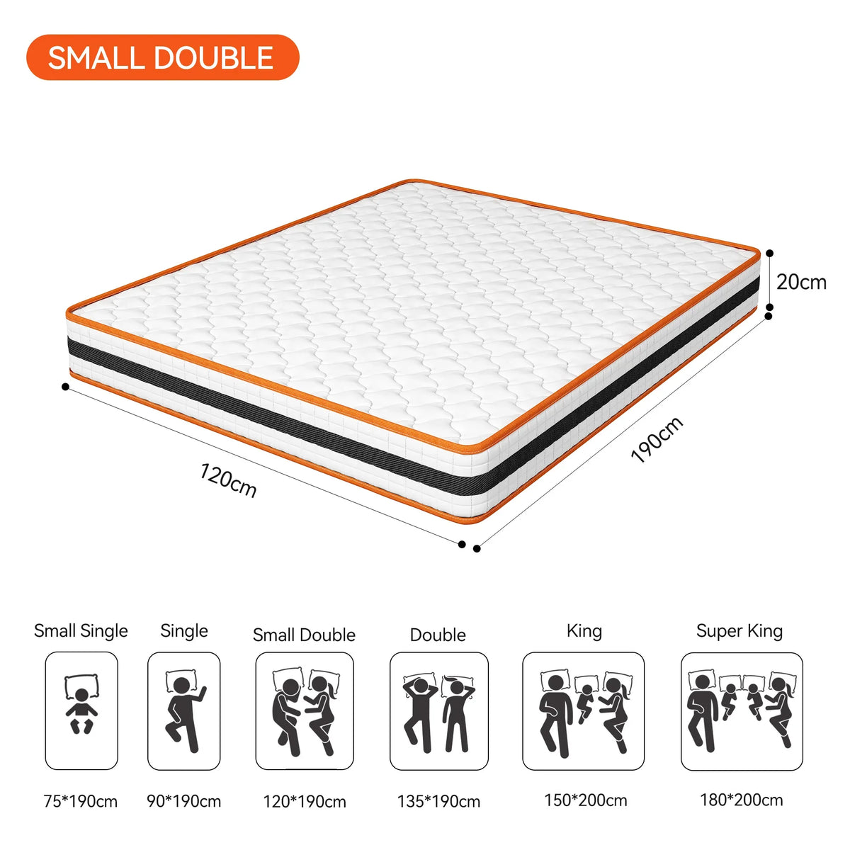 Hybrid Memory Foam and Pocket Spring Mattress All Sizes Breathable Orthopaedic
