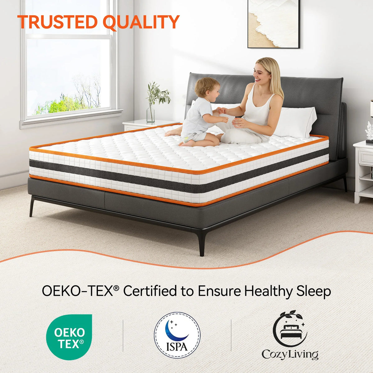 Hybrid Memory Foam and Pocket Spring Mattress All Sizes Breathable Orthopaedic