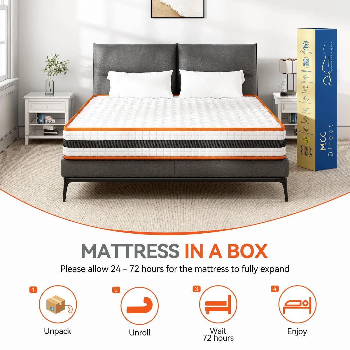 Hybrid Memory Foam and Pocket Spring Mattress All Sizes Breathable Orthopaedic