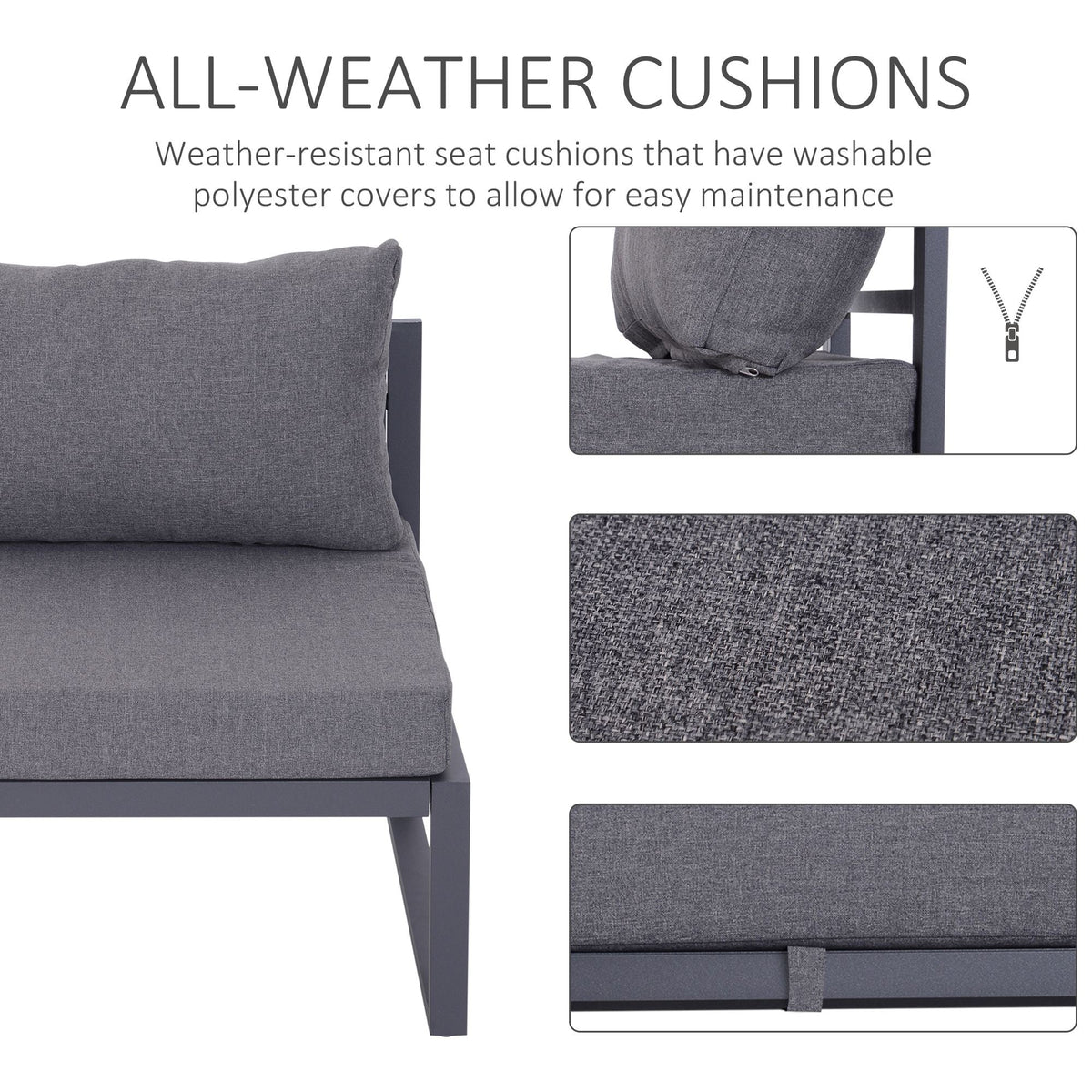 6pcs Garden Sectional Sofa Set Aluminum Frame Coffee Table Footstool Outsunny