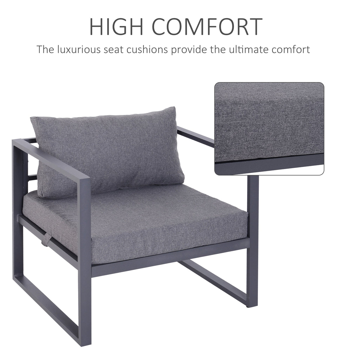 6pcs Garden Sectional Sofa Set Aluminum Frame Coffee Table Footstool Outsunny