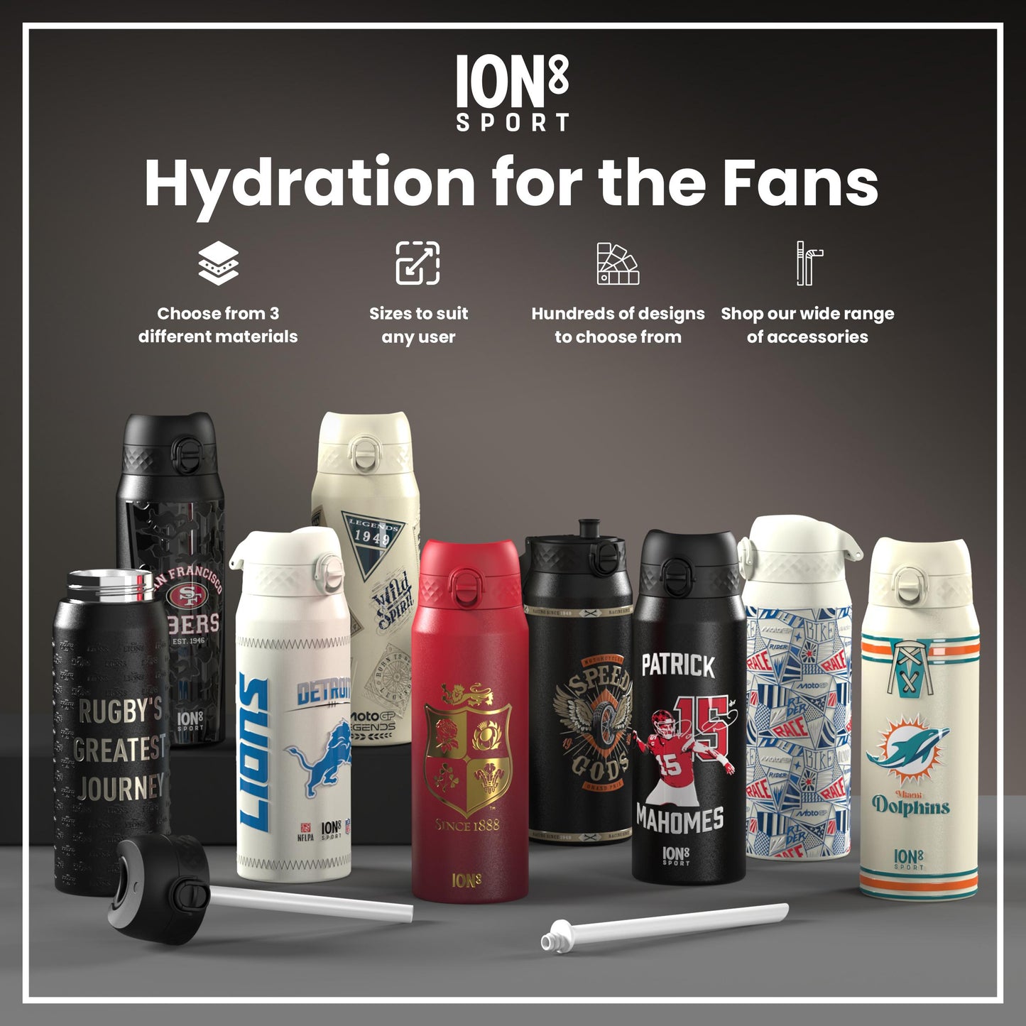 NFL x ION8 Insulated Steel Water Bottle, NFL Eagles, 750ml (24oz)