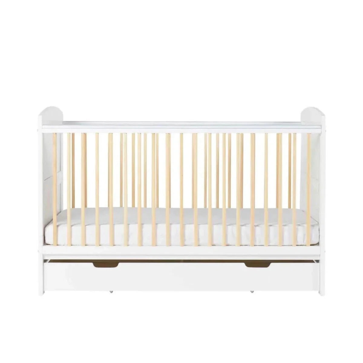 Ickle Bubba Coleby Scandi Cot Bed with Under Drawer Scandi White - Fibre Mattress