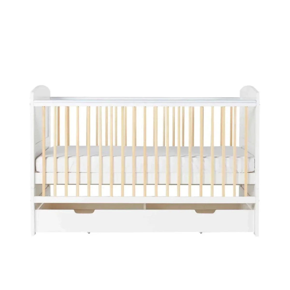 Ickle Bubba Coleby Scandi Cot Bed with Under Drawer Scandi White - Fibre Mattress