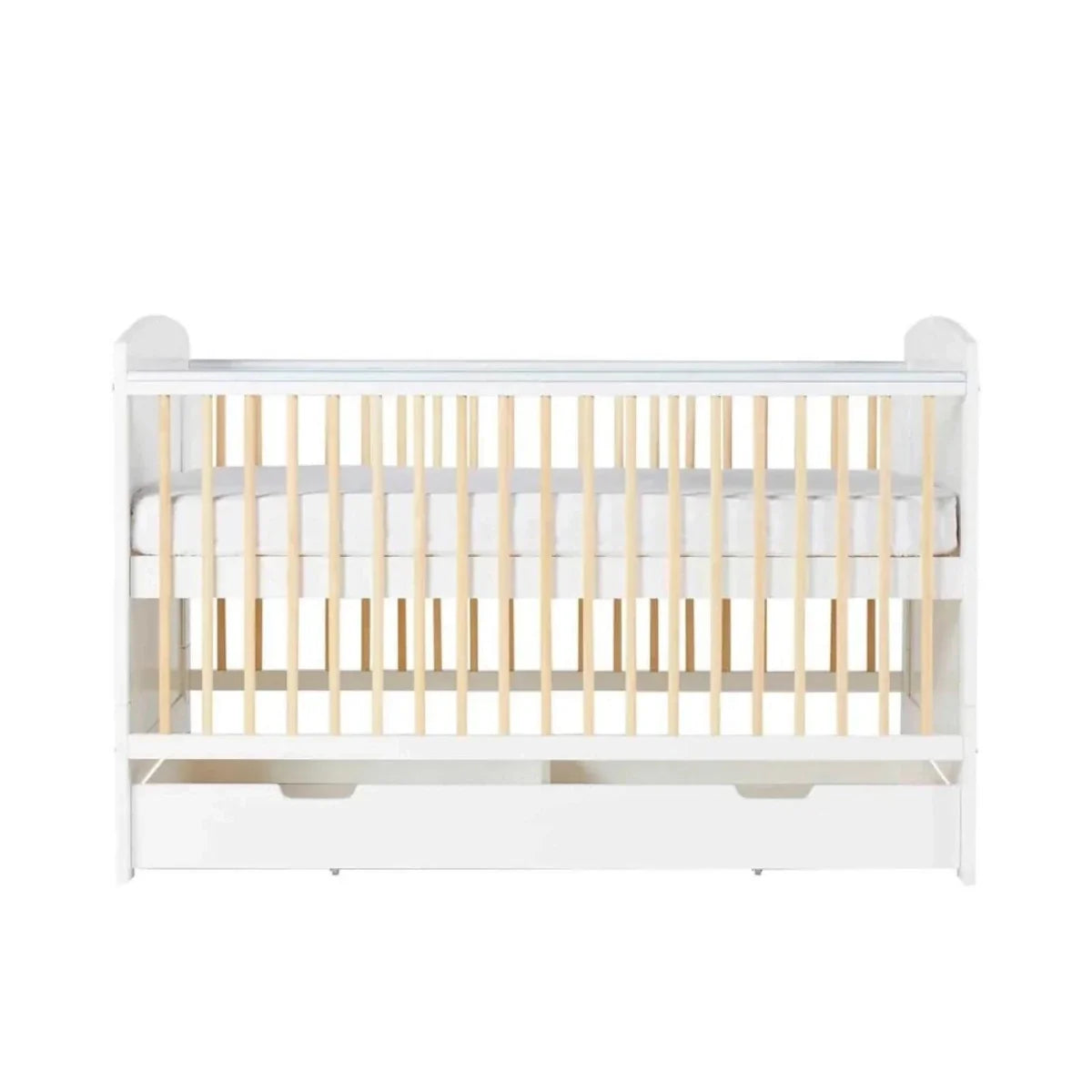 Ickle Bubba Coleby Scandi Cot Bed with Under Drawer Scandi White - Premium Sprung Mattress