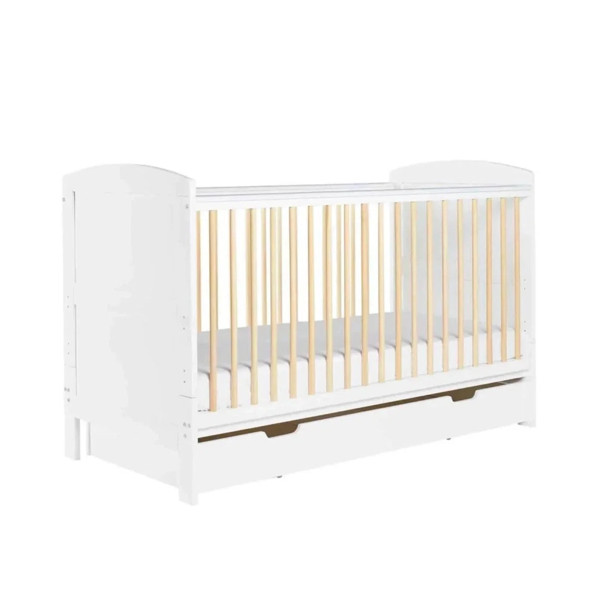 Ickle Bubba Coleby Scandi Cot Bed with Under Drawer Scandi White - Without Mattress