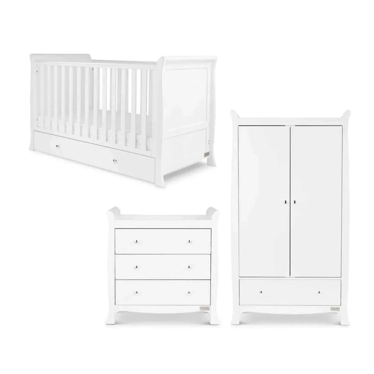 Ickle Bubba Snowdon Classic 3 Piece Furniture Set White - Premium Pocket Sprung Mattress