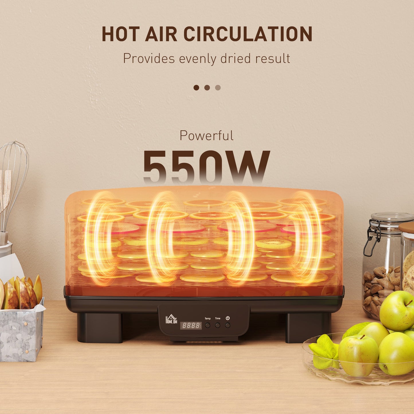 HOMCOM 6 Tray Food Dehydrator, Food Dryer Machine for Fruit Meat Vegetable