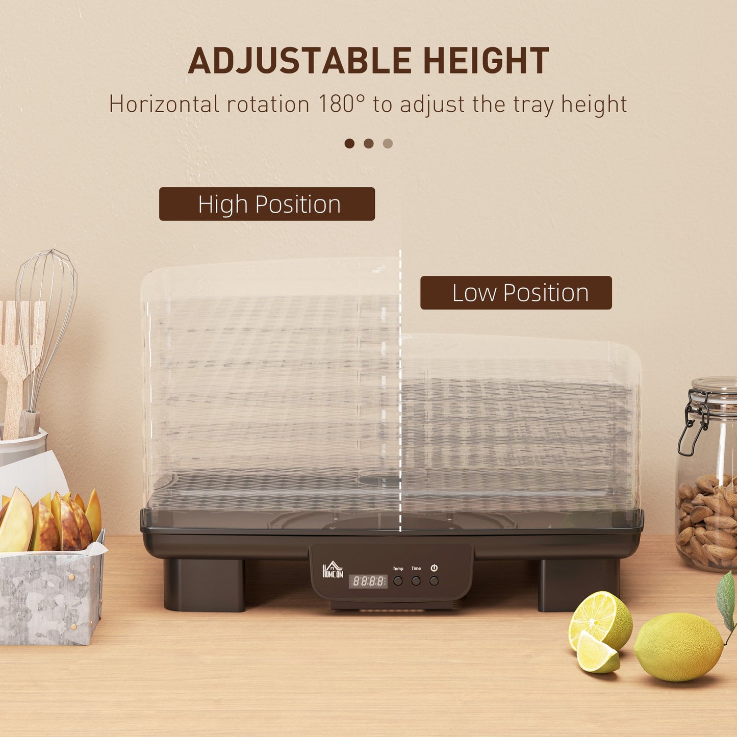 HOMCOM 6 Tray Food Dehydrator, Food Dryer Machine for Fruit Meat Vegetable