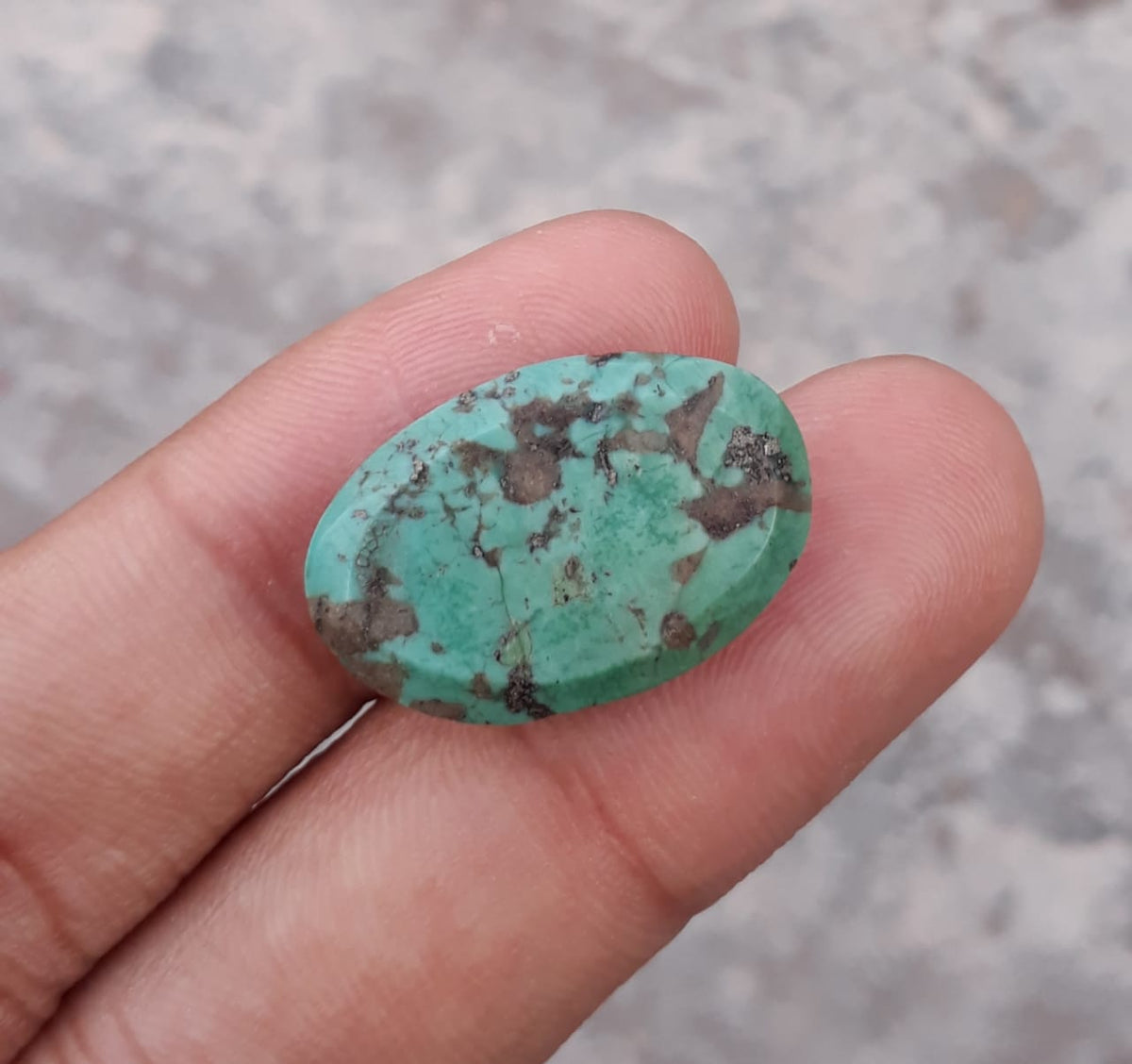 13.7ct Natural Turquoise, Green Matrix Turquoise, Oval Shape, Dimensions - 20x12mm