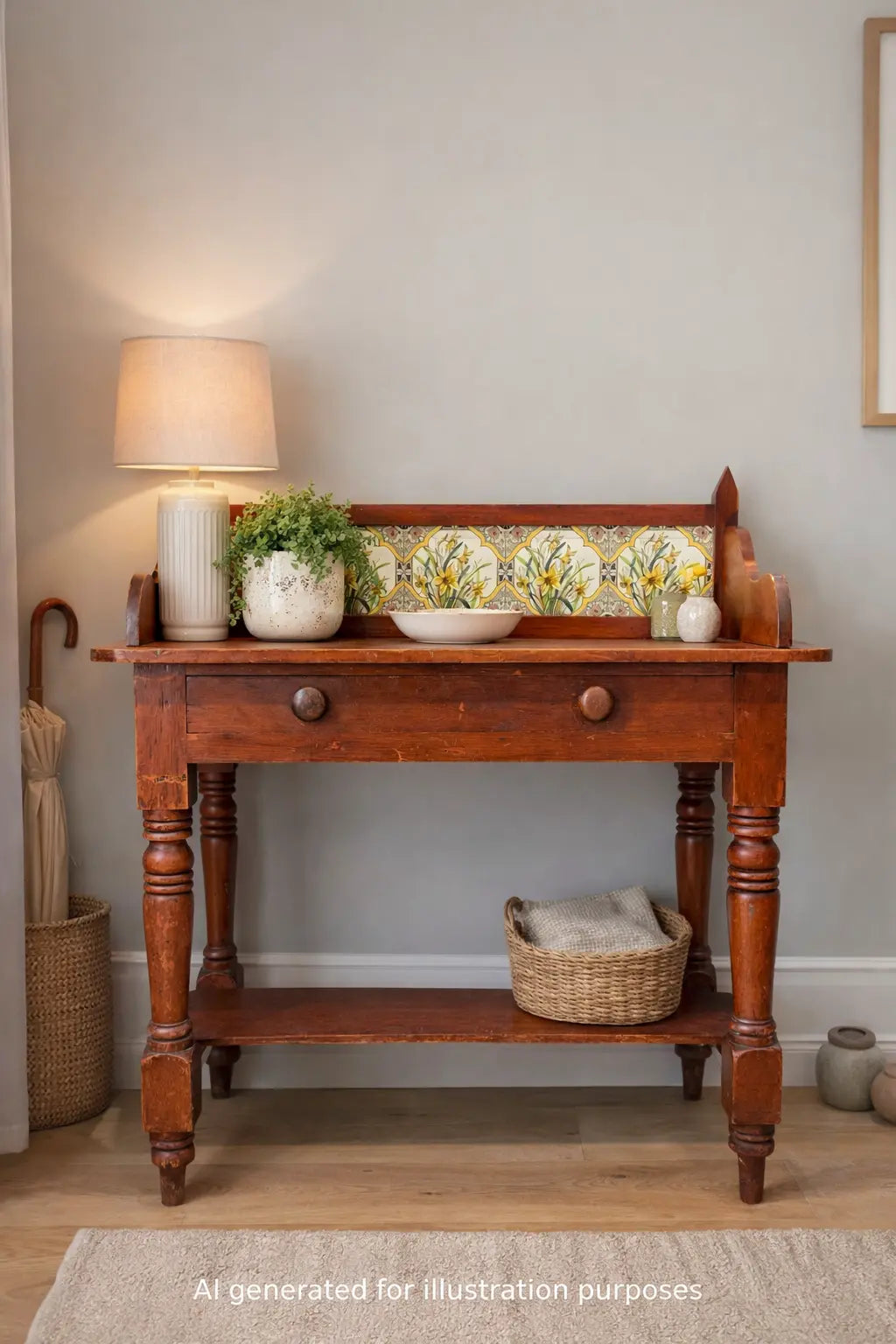 Antique Pine Washstand  Side Table / Dressing Table / Sideboard Desk