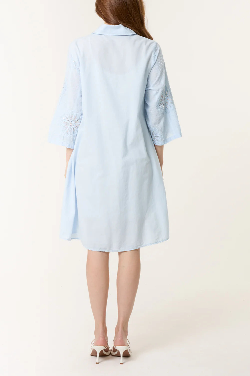 Sequin Daisy Cotton Dobby Shirt Dress – One Size Fits UK 8–16