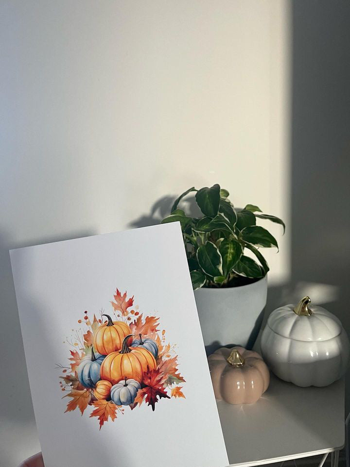 Watercolour Pumpkins Seasonal Wall Home Decor Print
