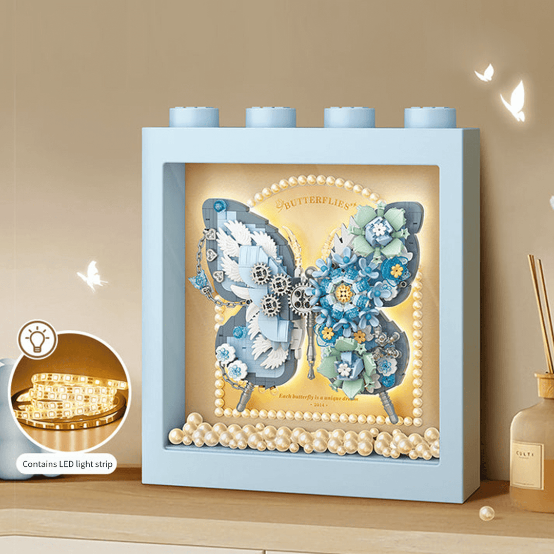 LOZ Blue Butterfly Flowers Frame 1961