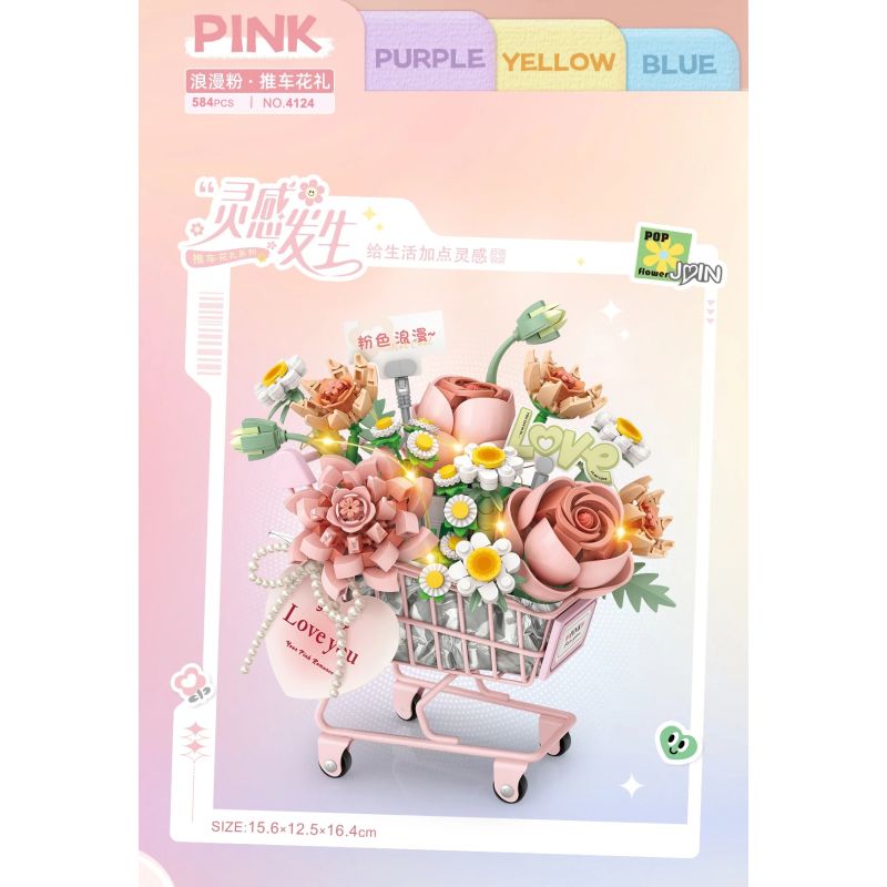 LOZ Pink Flower Trolley 4124