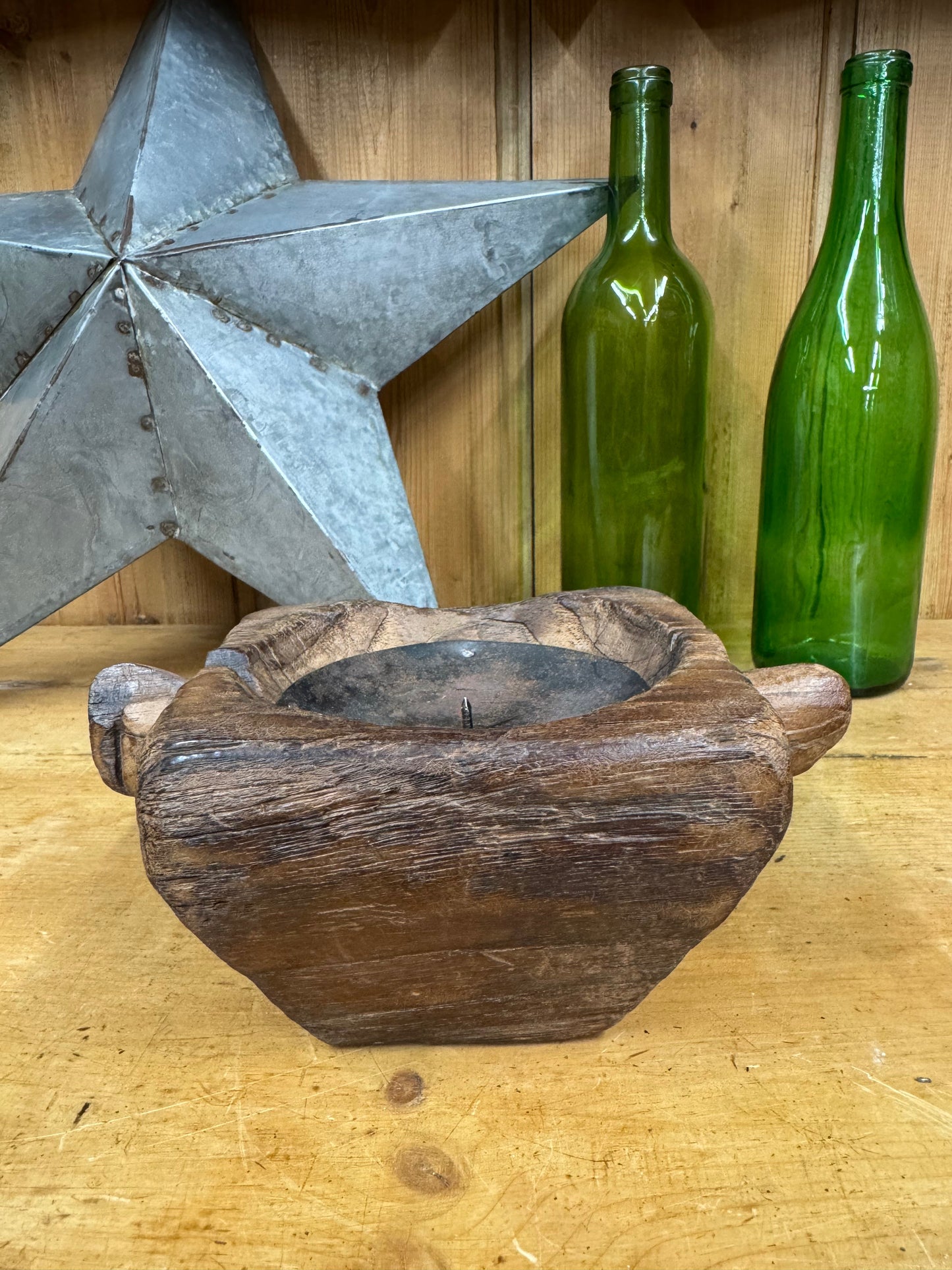 Rustic Wooden Candle Holder / Church Candle Holder / Reclaimed Farmhouse Decor (H)