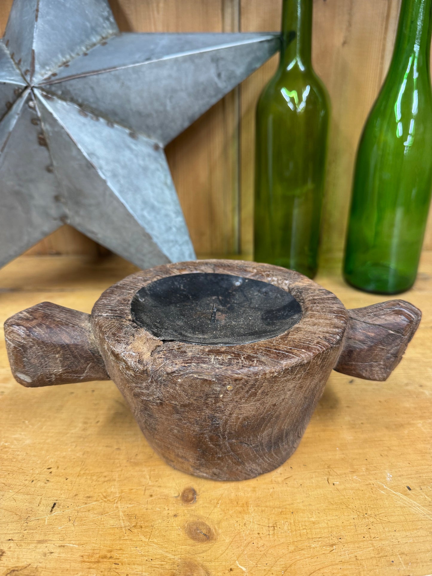 Rustic Wooden Candle Holder / Church Candle Holder / Reclaimed Farmhouse Decor (K)