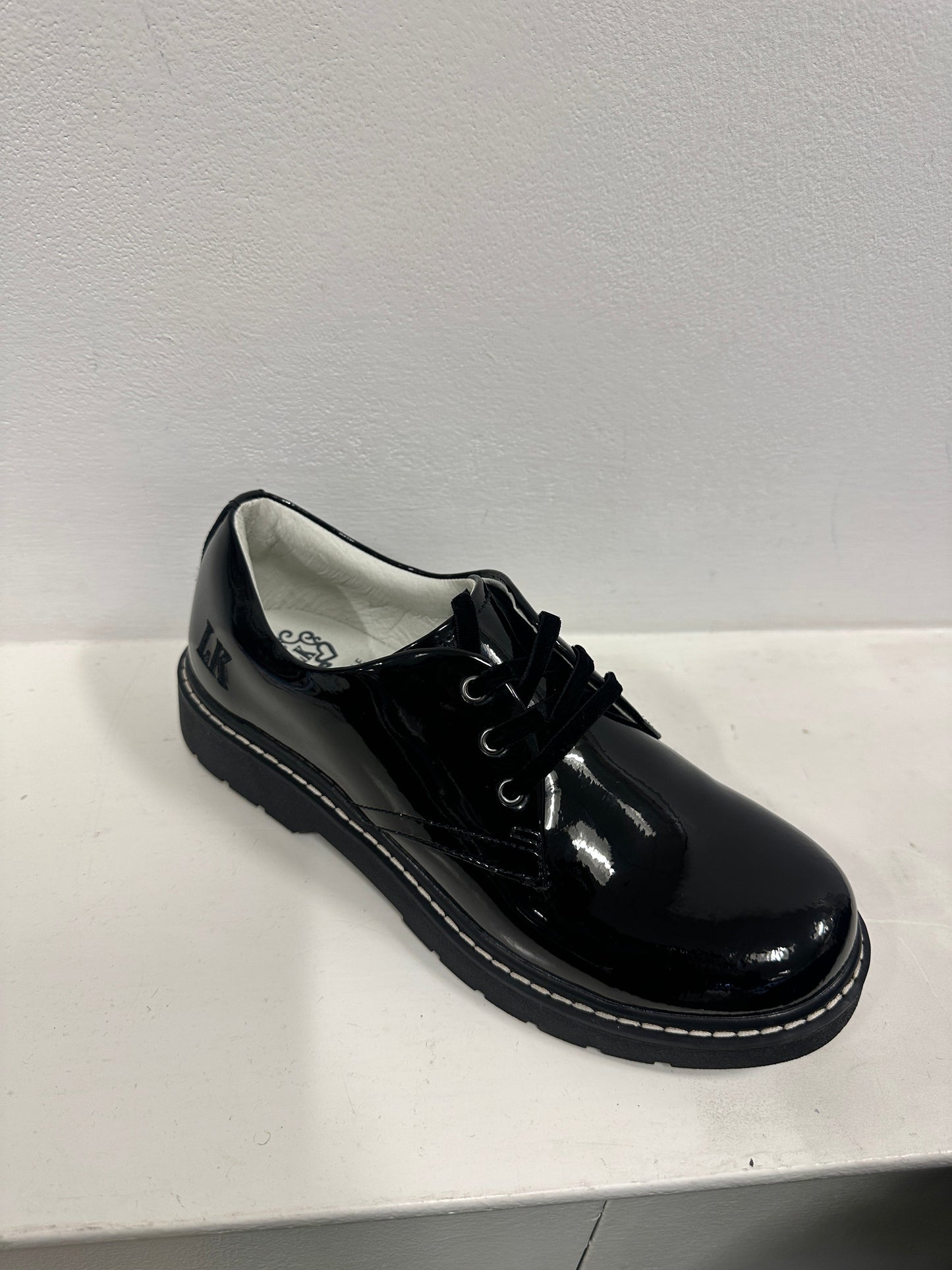 Lelli Kelly Leah Chunky  Lace Up School Shoes Patent Miss LK - NO RAINBOW CHARM