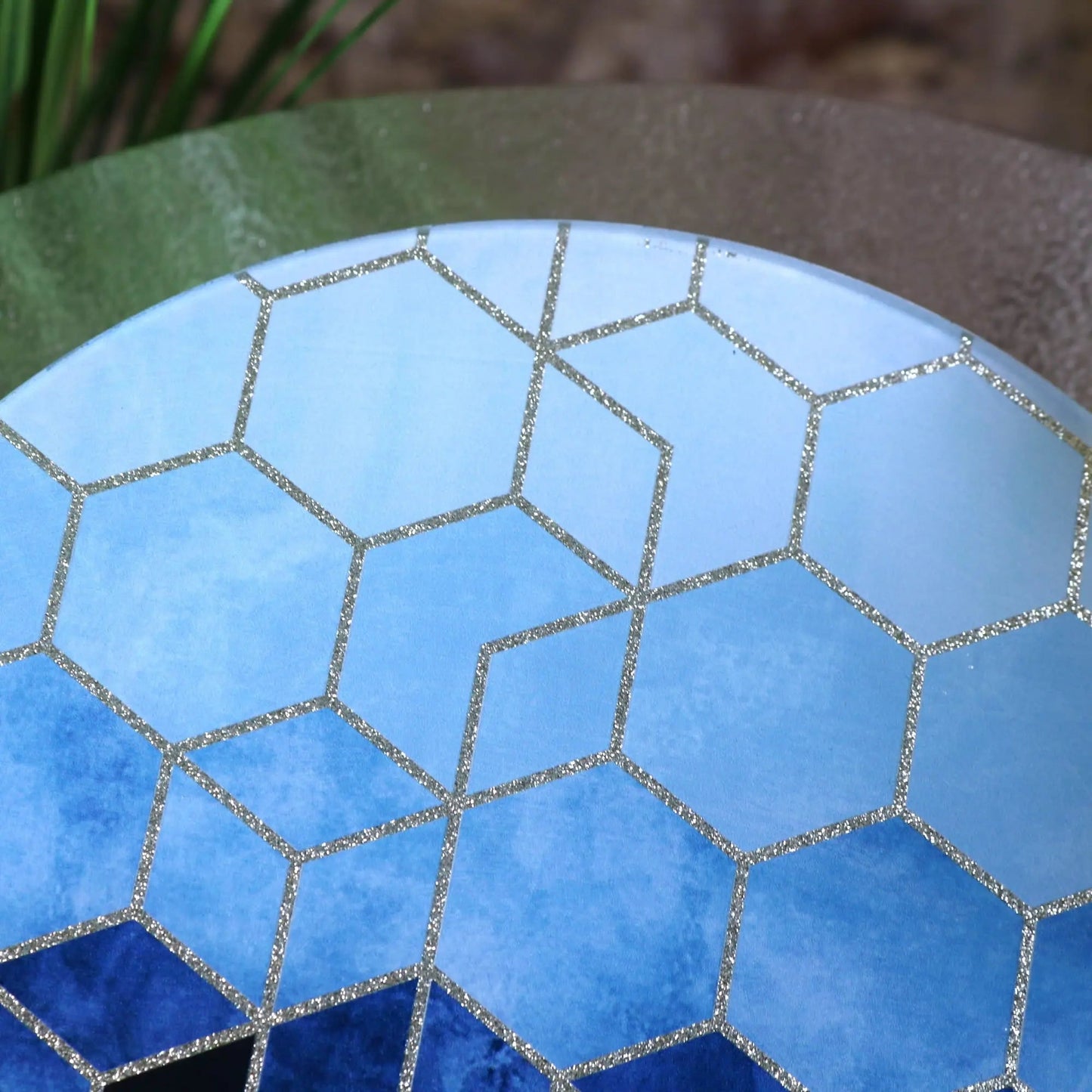 Konark Geometric Glass Candle Plate