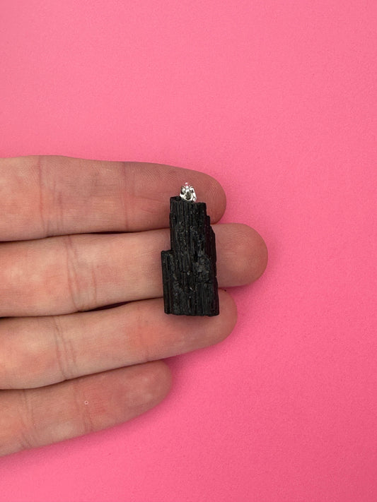 Black tourmaline - Rough necklace pendant