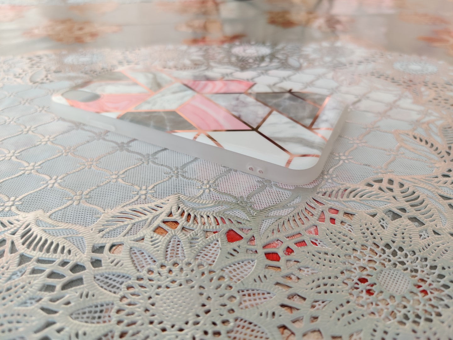 Marble Geometric TPU Coral Case - For iPhone XR