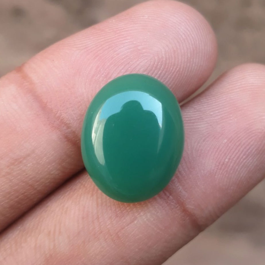 13.6ct Natural Chrysoprase Stone - Cabochon Chrysoprase - Green Chalcedony -18x14x6mm