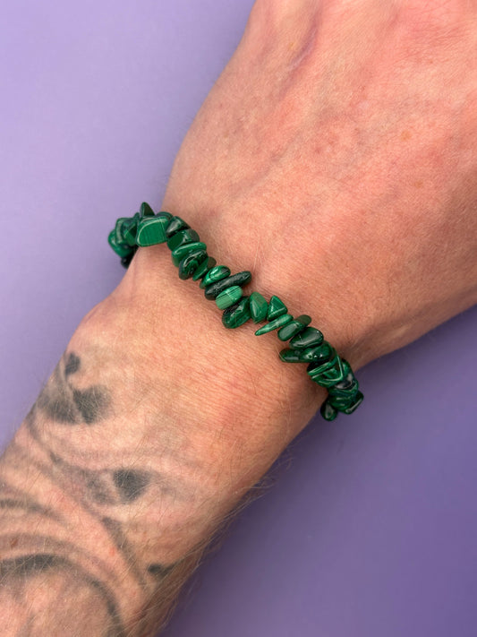 Malachite - Crystal chip bracelet