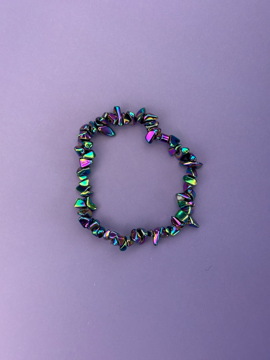 Rainbow hematite - Crystal chip bracelet