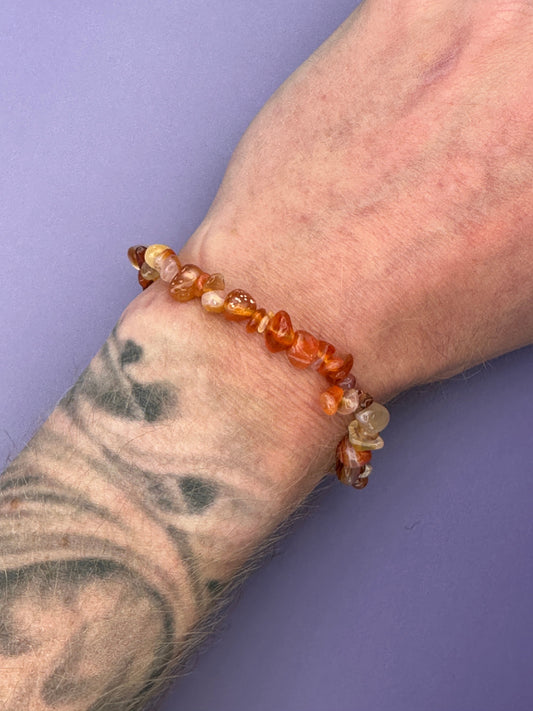 Carnelian - Crystal chip bracelet
