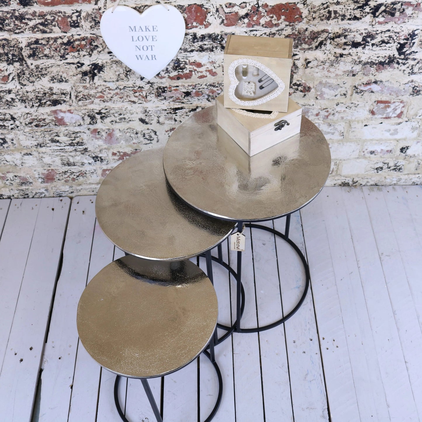 Karari Silver Round Nesting Side Tables