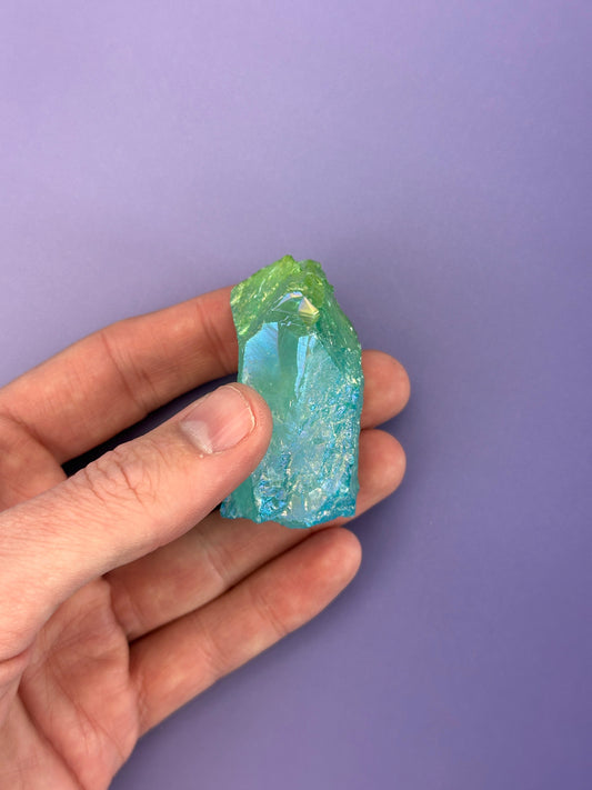 Green-yellow aura quartz - Rough chunk