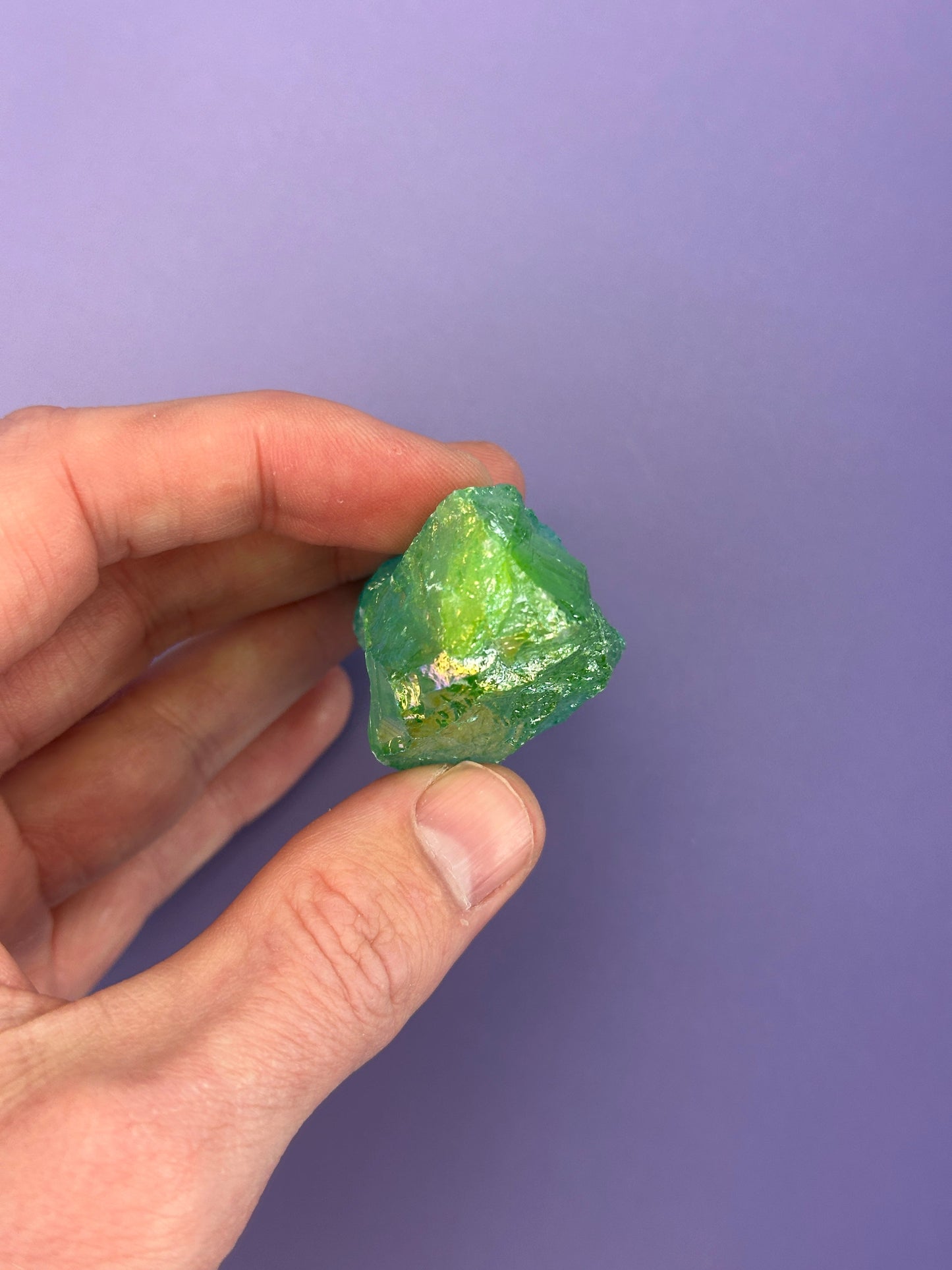 Green-yellow aura quartz - Rough chunk