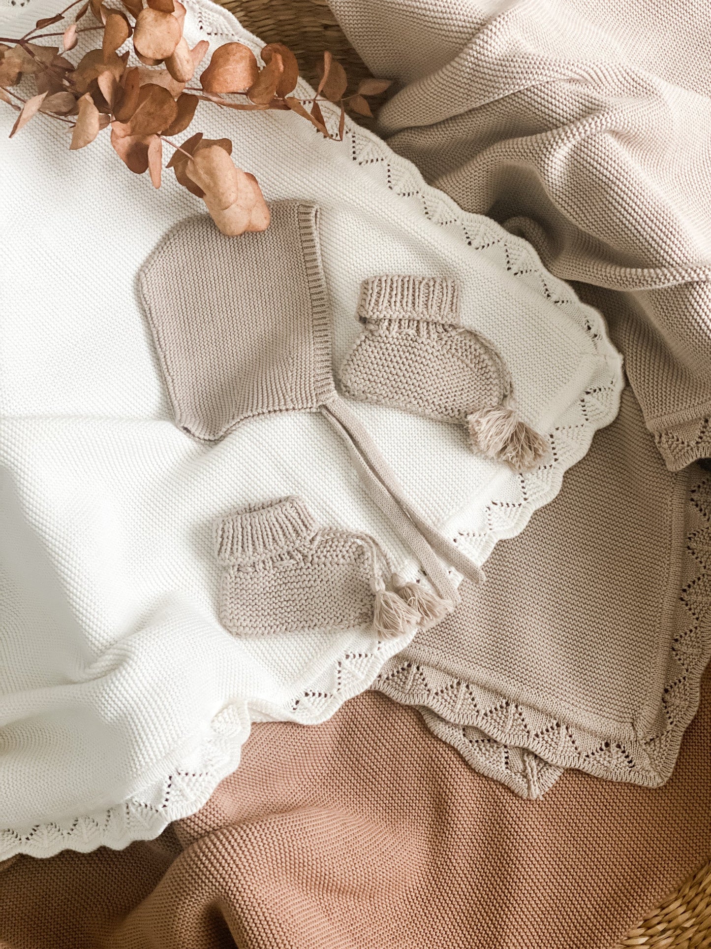 Organic Baby Bonnet & Bootie Set