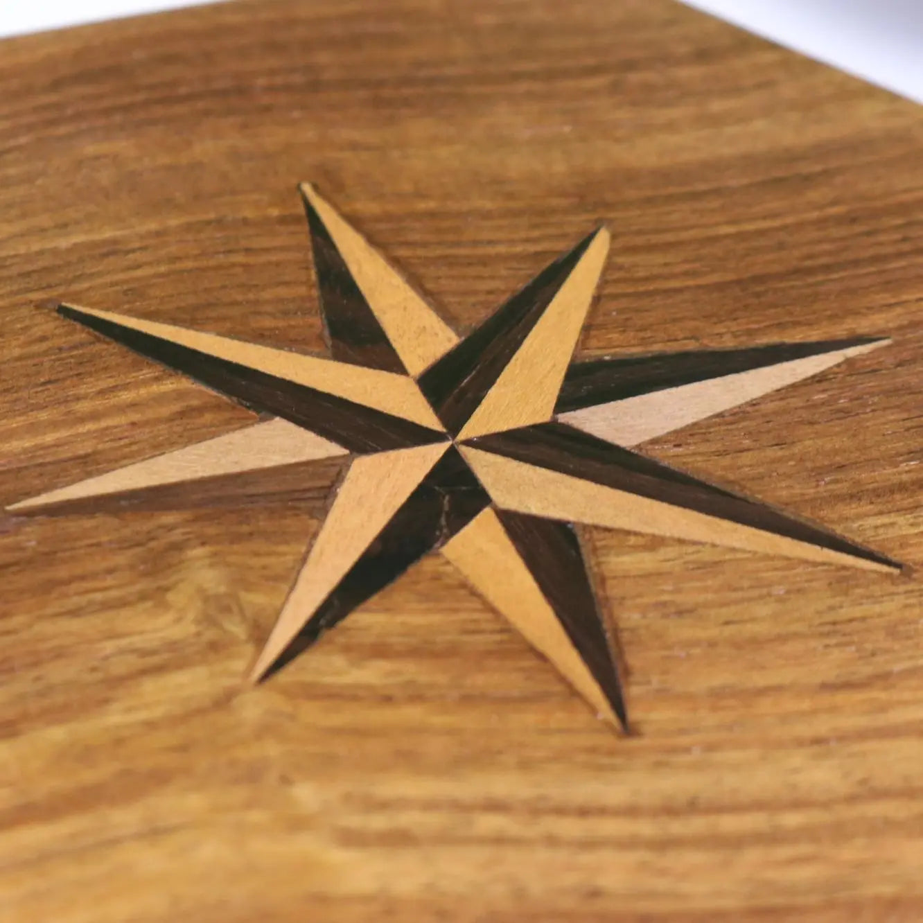 Araria Hexagonal Wooden Box with Compass Inlay