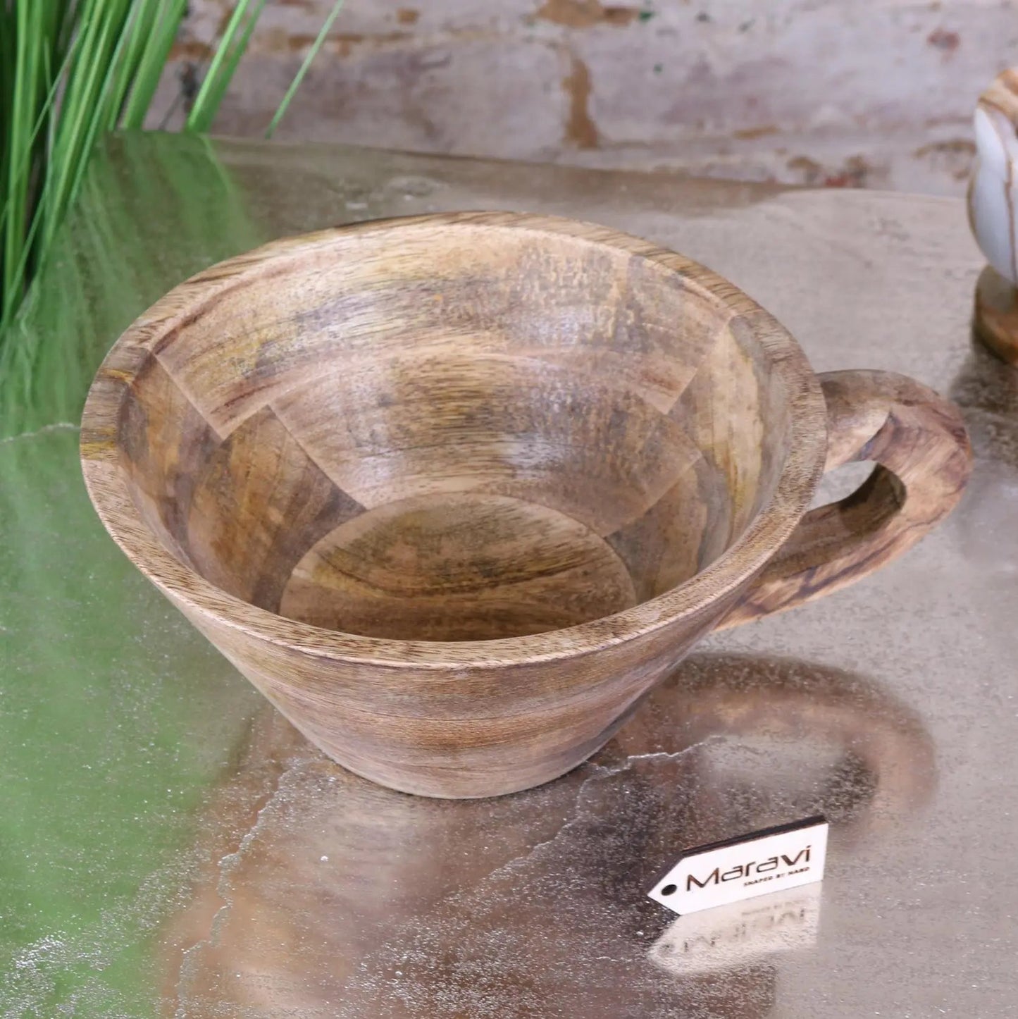 Baddo Mug Shape Wooden Bowl with Handle