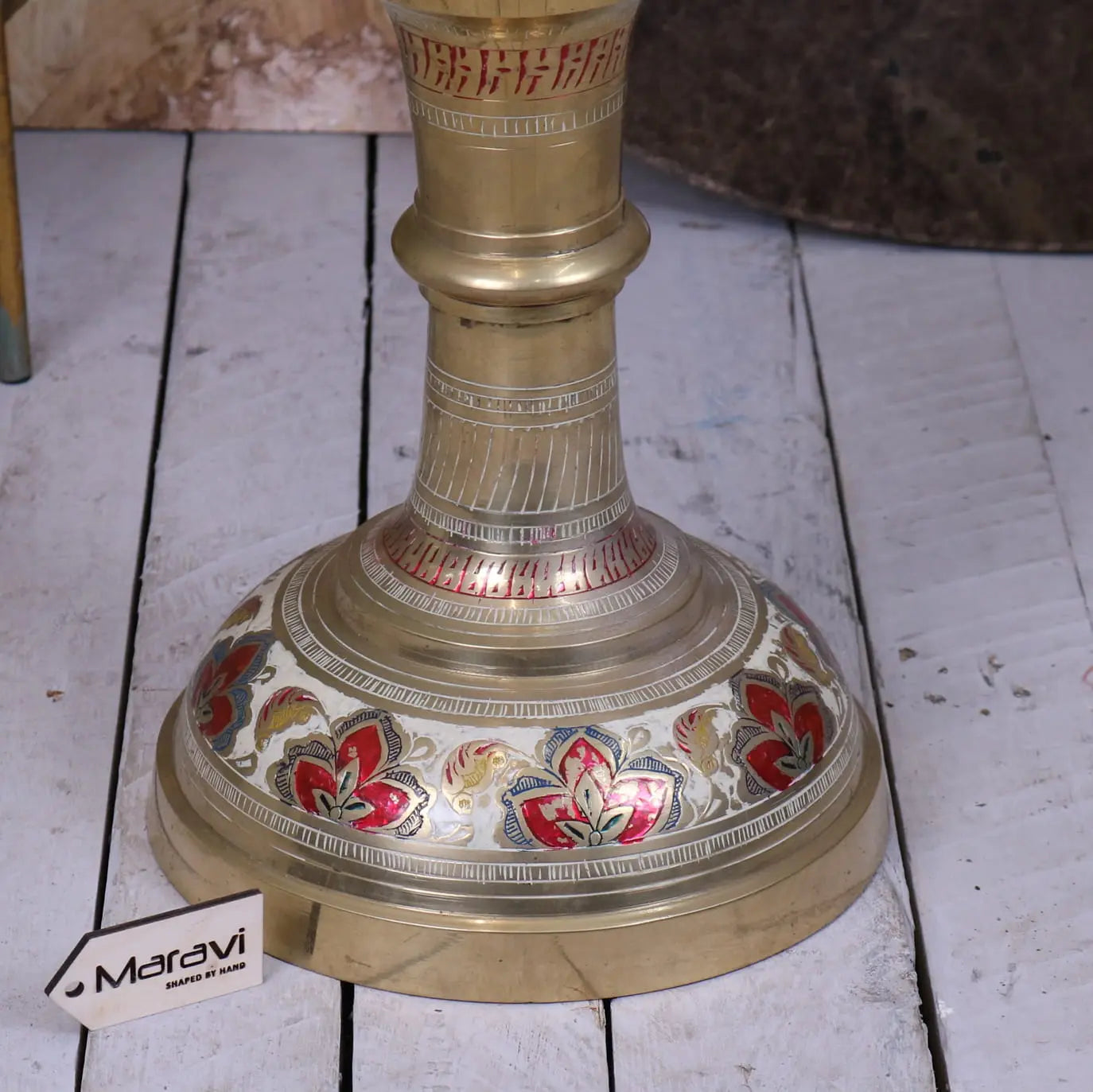 Vintage Brass Vase 92cm Large Scalloped Edge