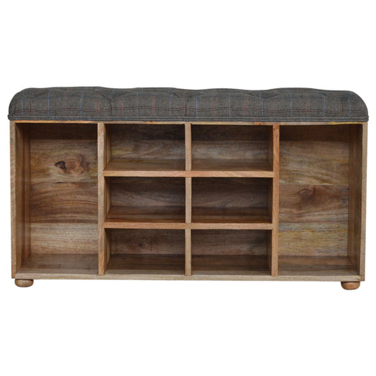 Multi Tweed Open Shoe Storage Bench | Hidden Storage