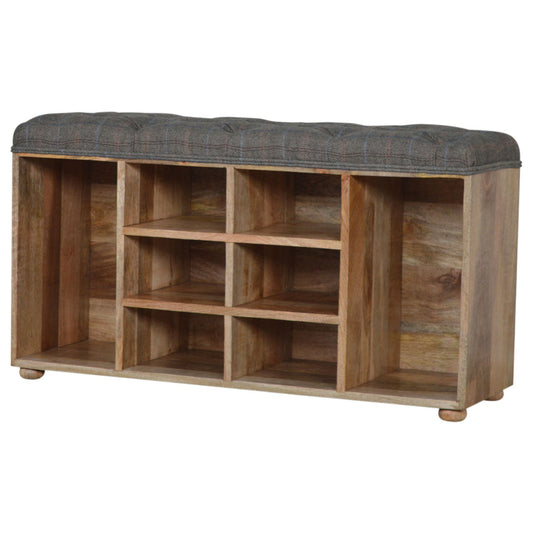 Multi Tweed Open Shoe Storage Bench | Hidden Storage