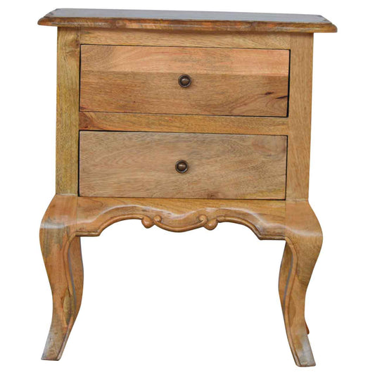 Bedside with Cabriole Legs Bedside Table | Oak Mango Wood Hand-Carved