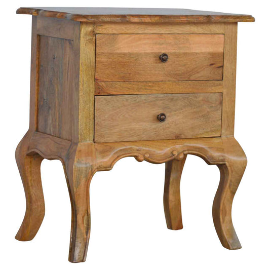 Bedside with Cabriole Legs Bedside Table | Oak Mango Wood Hand-Carved