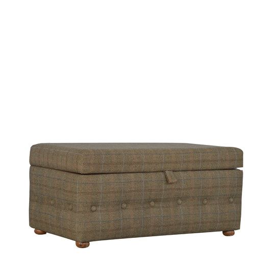 Multi Tweed Button Fooststool Footstool