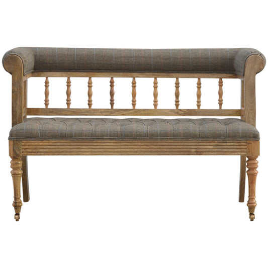 Multi Tweed Deep Button Bench | Oak-Ish