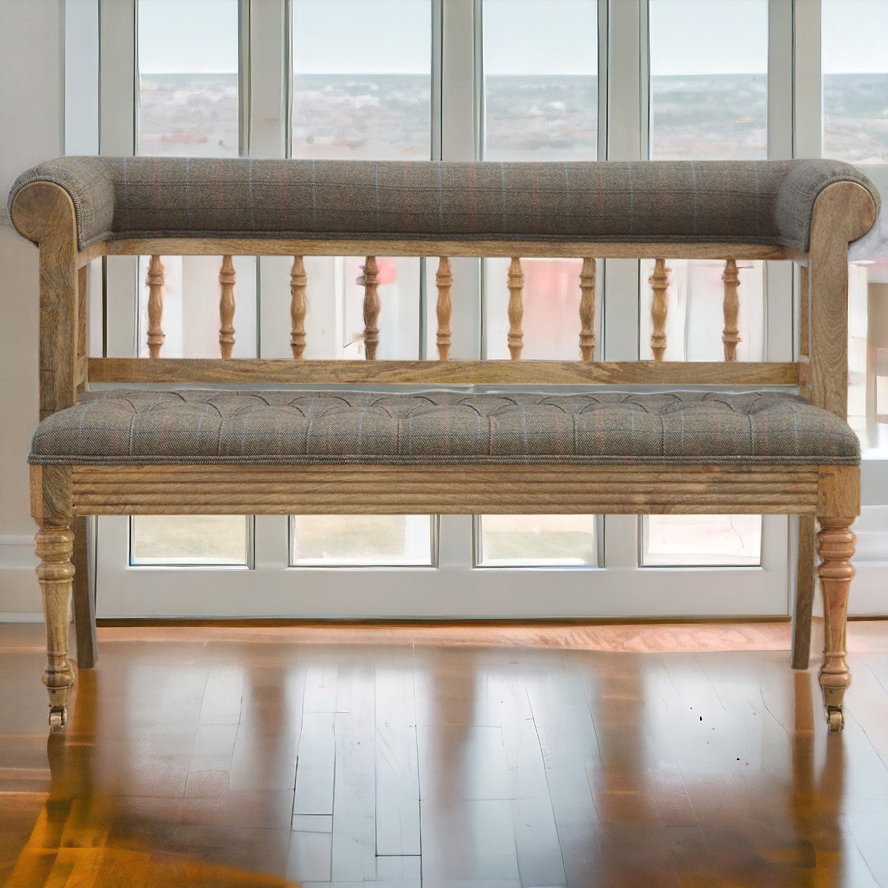 Multi Tweed Deep Button Bench