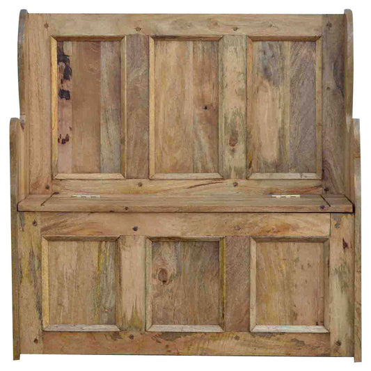 Large Monks Storage Bench | Oak Solid Mango Wood Hidden Storage
