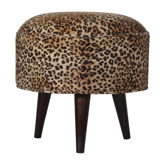 Leopard Nordic Style Footstool | Cotton Velvet
