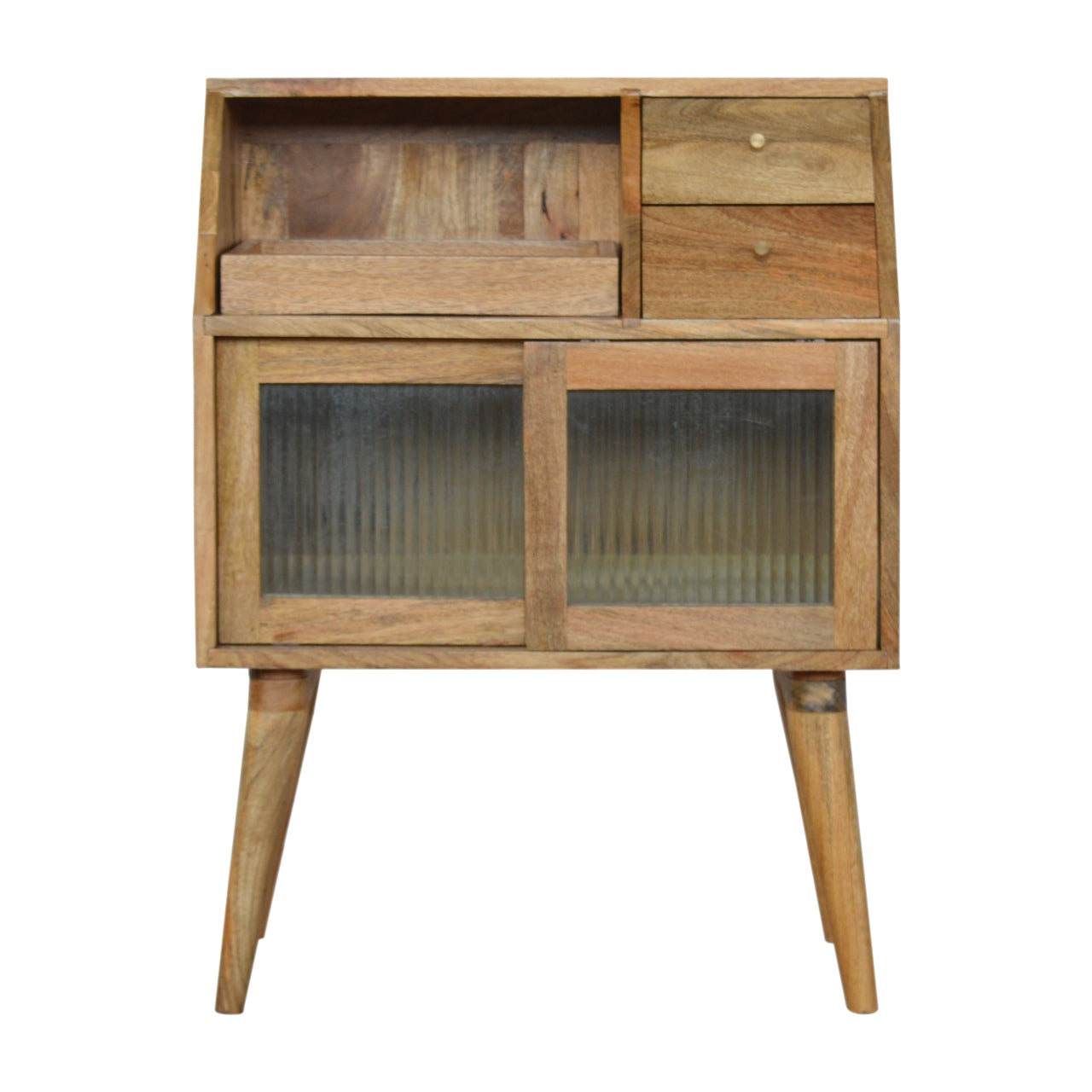 Multi Drawer Glass Bedside Table