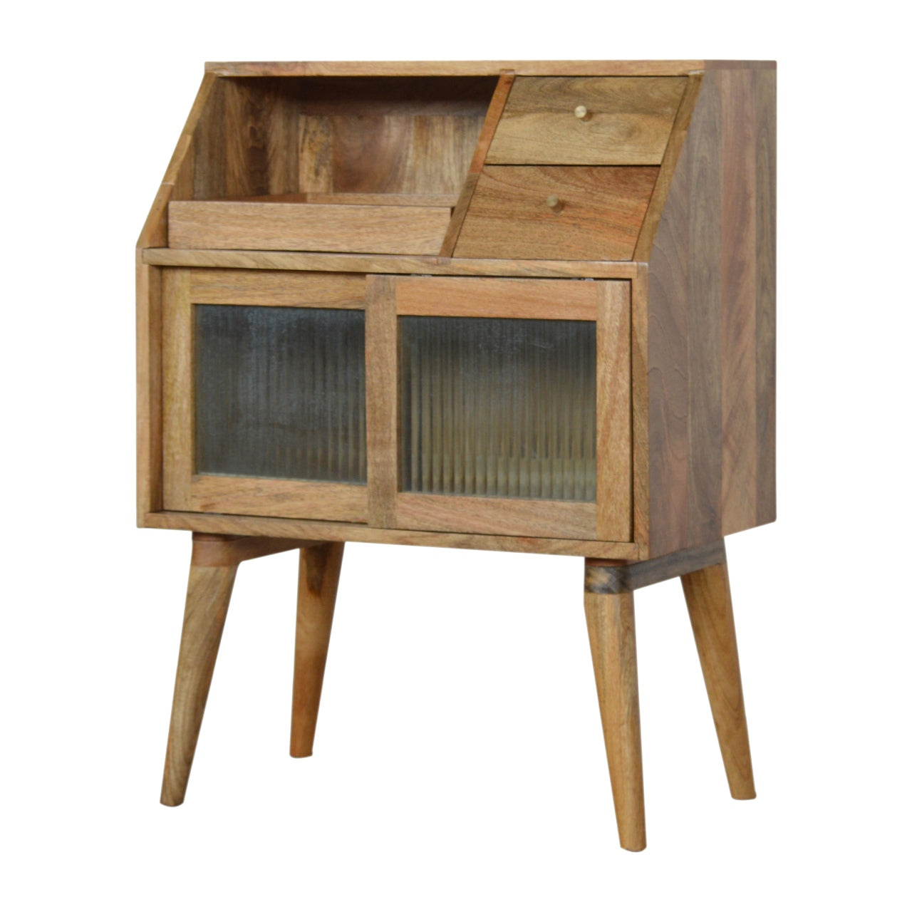 Multi Drawer Glass Bedside Table