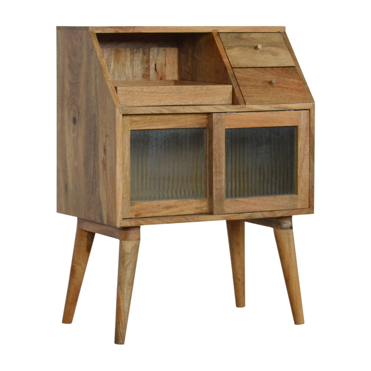 Multi Drawer Glass Bedside Table