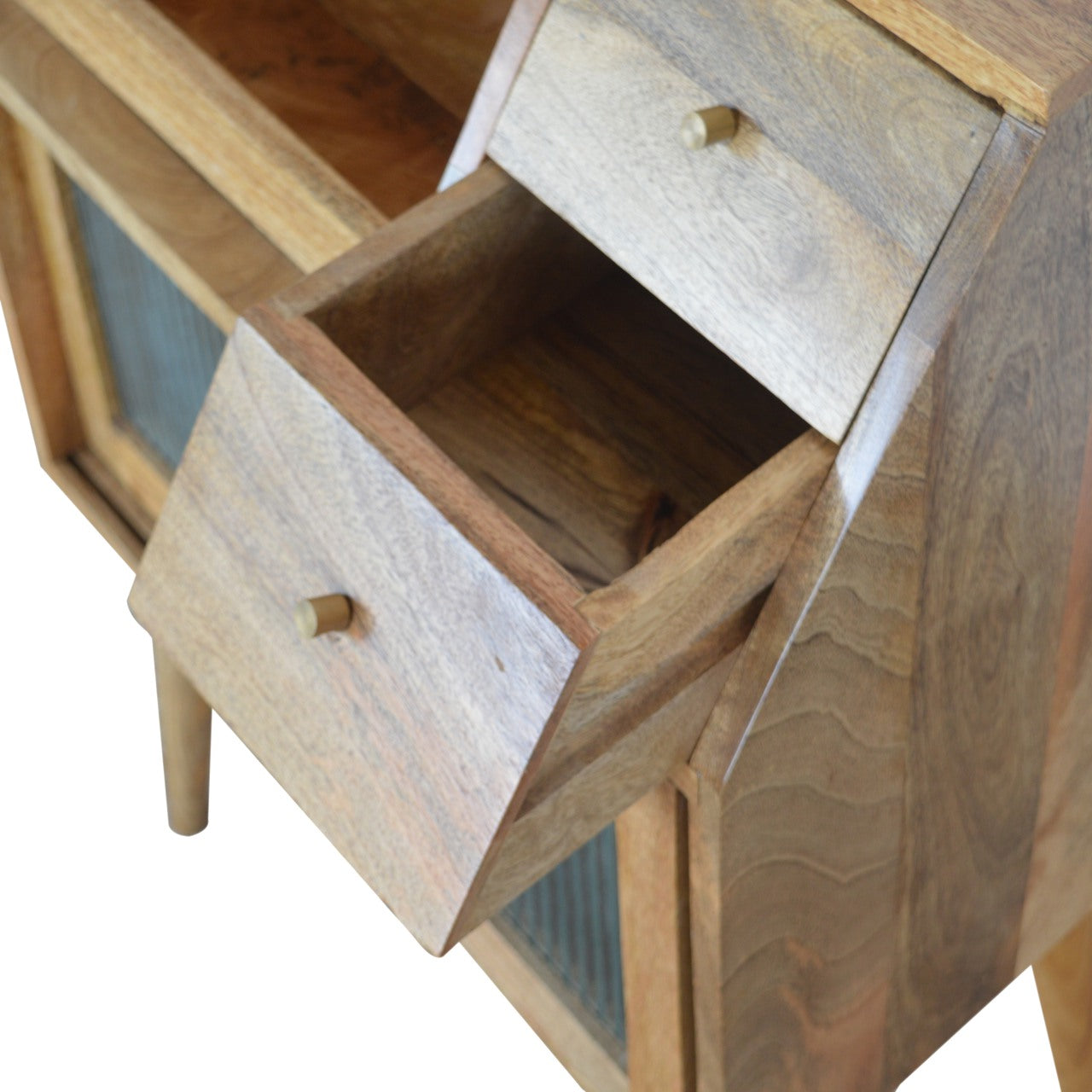Multi Drawer Glass Bedside Table